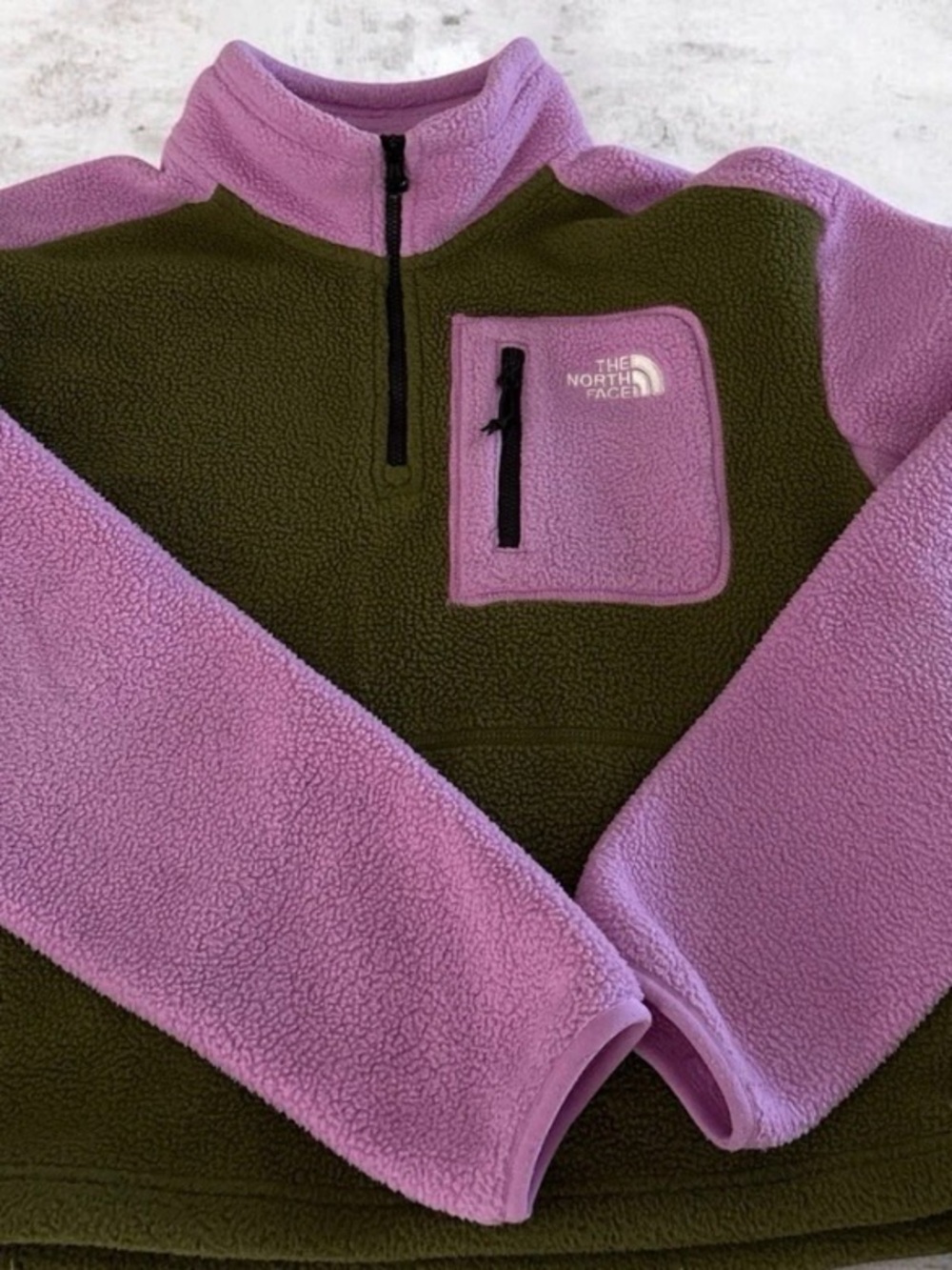 The North Face Lavender & Olive Half-Zip Pullover Gently Worn Small Like New
